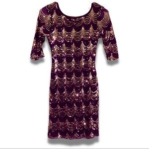 Women’s, Dresses, Midnight Doll, Small, Eggplant & Gold